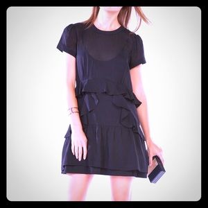 BCBGMaxAzria Black Inez Ruffled Mini Dress NWT